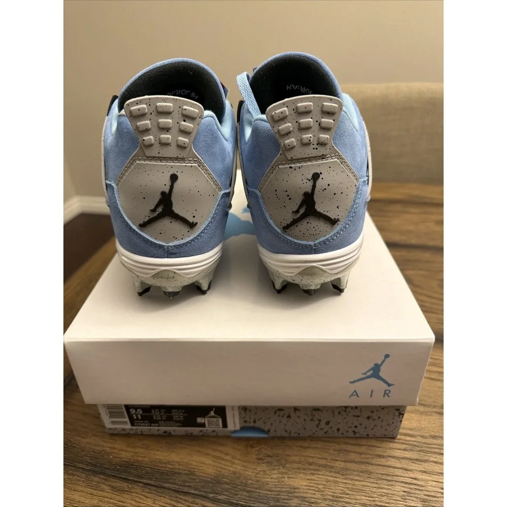 Custom Air Jordan 4 University Blue Football Cleats  Mens Size 9.5